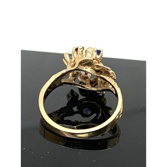 Cocktail Ring 10k Yellow Gold Multi Colored Stones Women's Estate Jewelr… - Picture 12 of 16